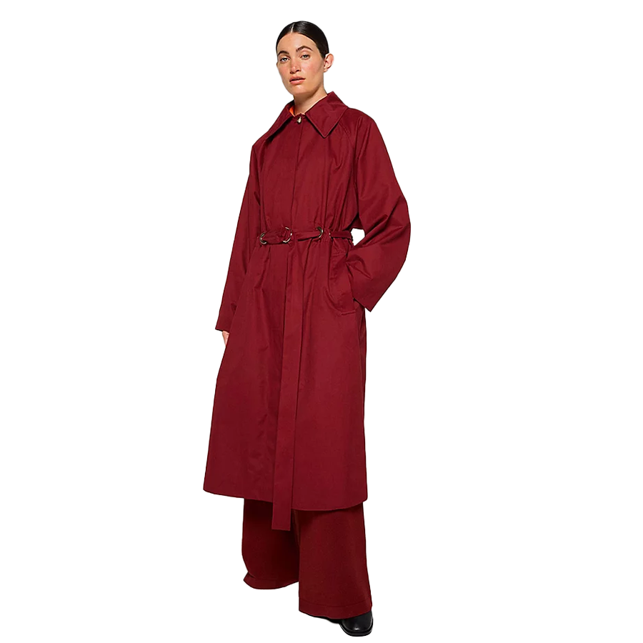 Burgundy Belted Midweight Mac