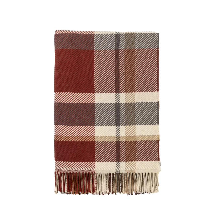 Check fringed merino throw