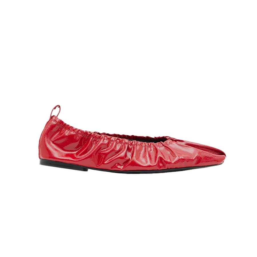 Ruby Ruched Leather Ballet Flats