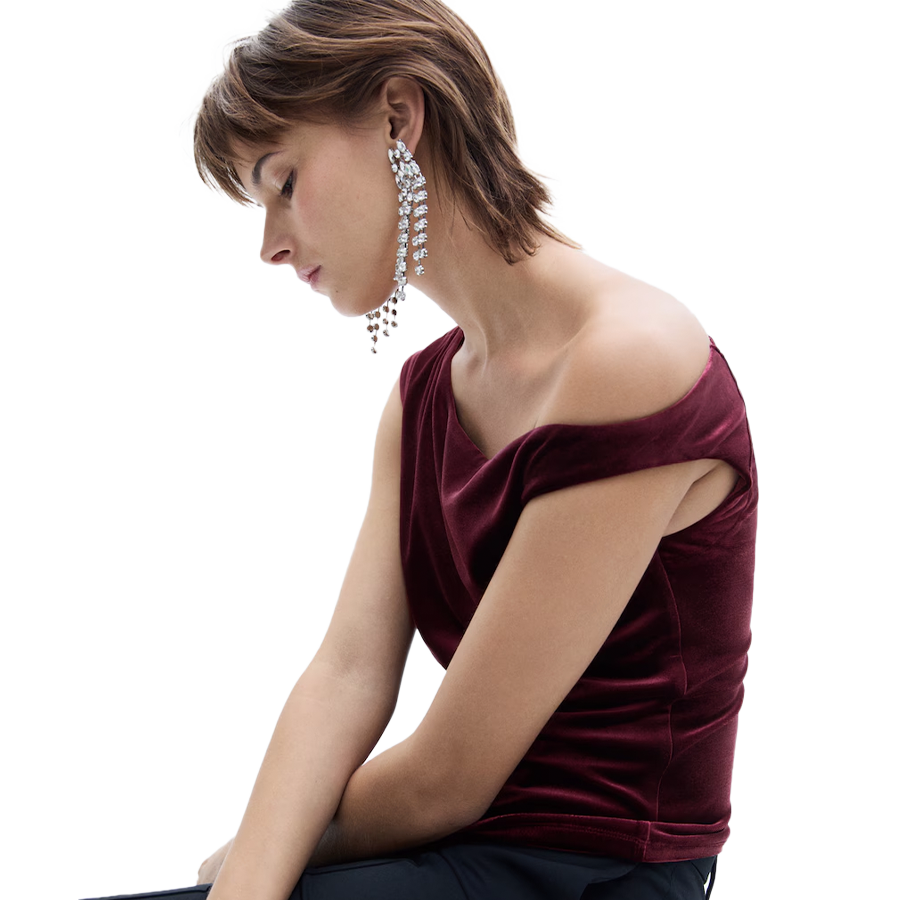 Asymmetric Velvet Top