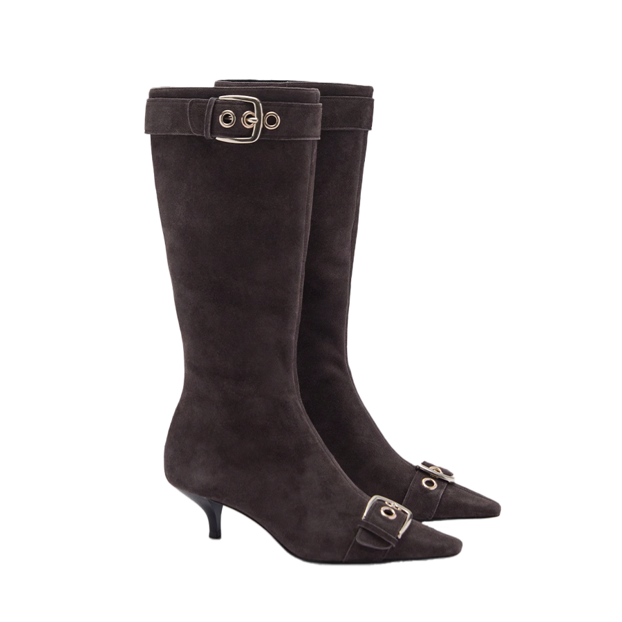 Suede Buckle Boots