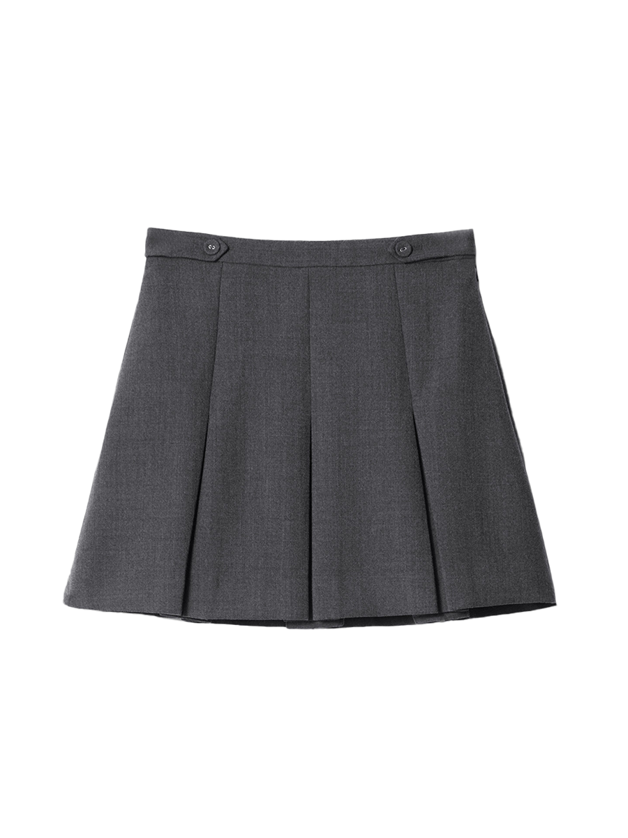 Pleated Herringbone Skirt