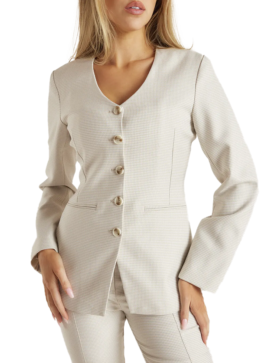 Houndstooth Fitted Blazer
