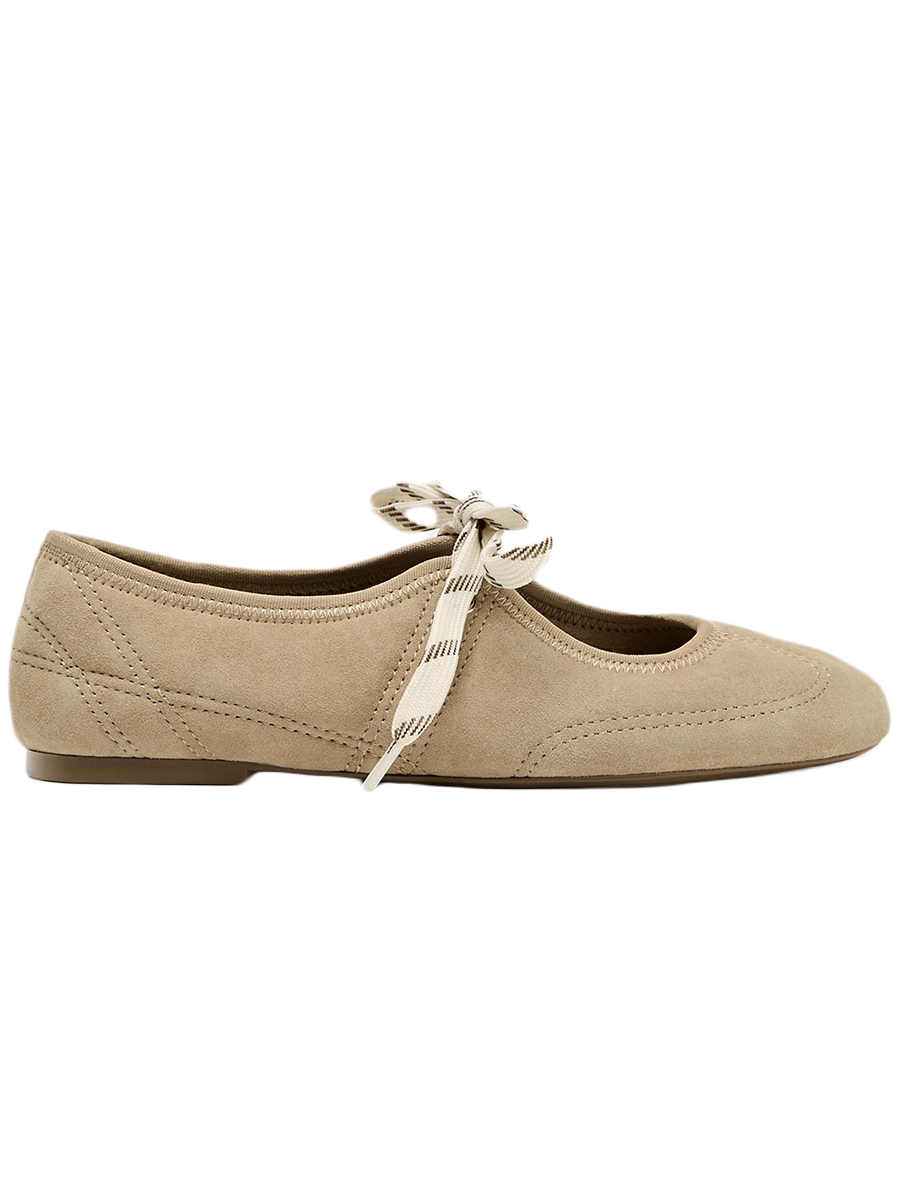 Suede Lace-Up Ballerinas