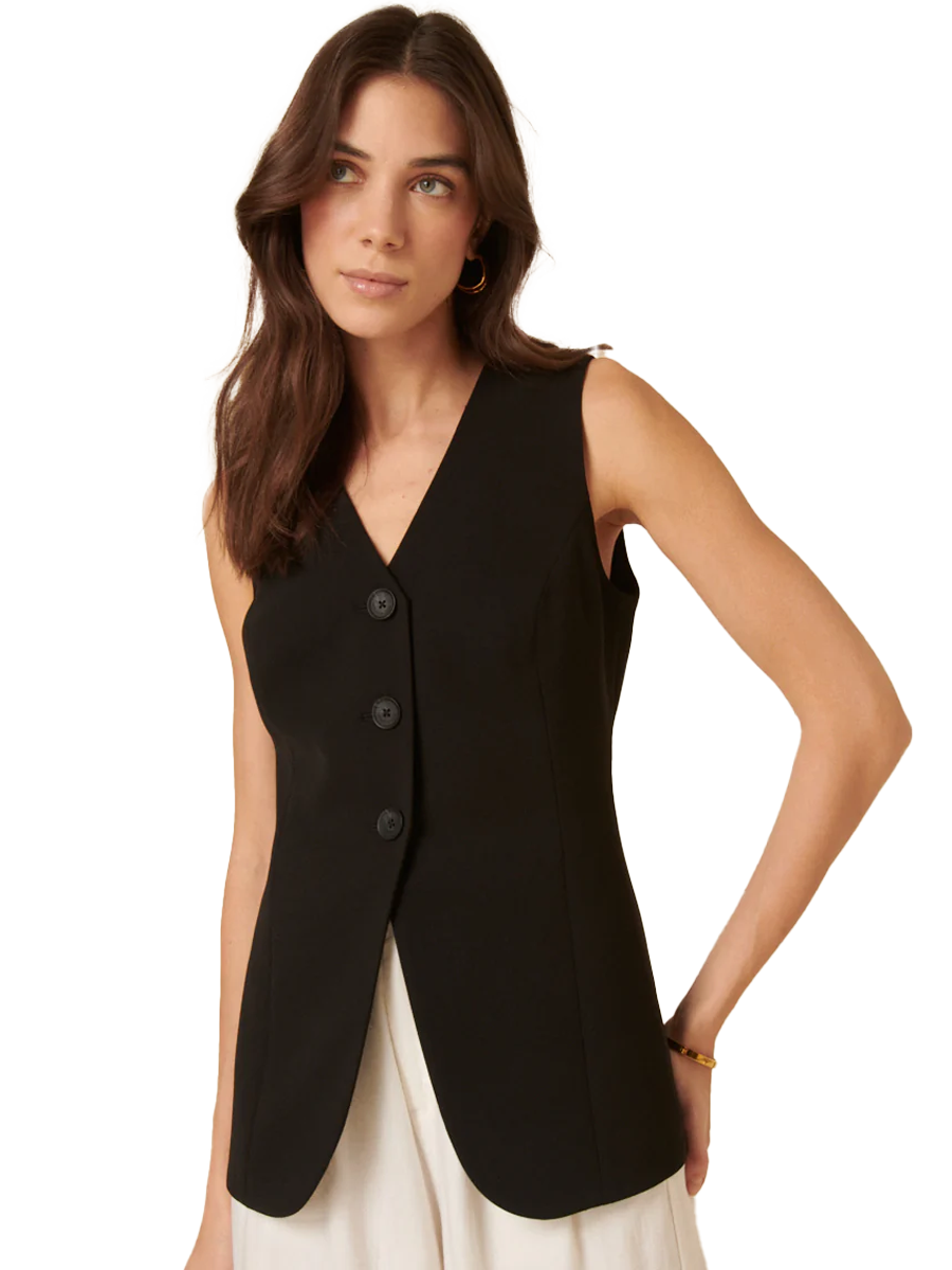 Black Longline Waistcoat