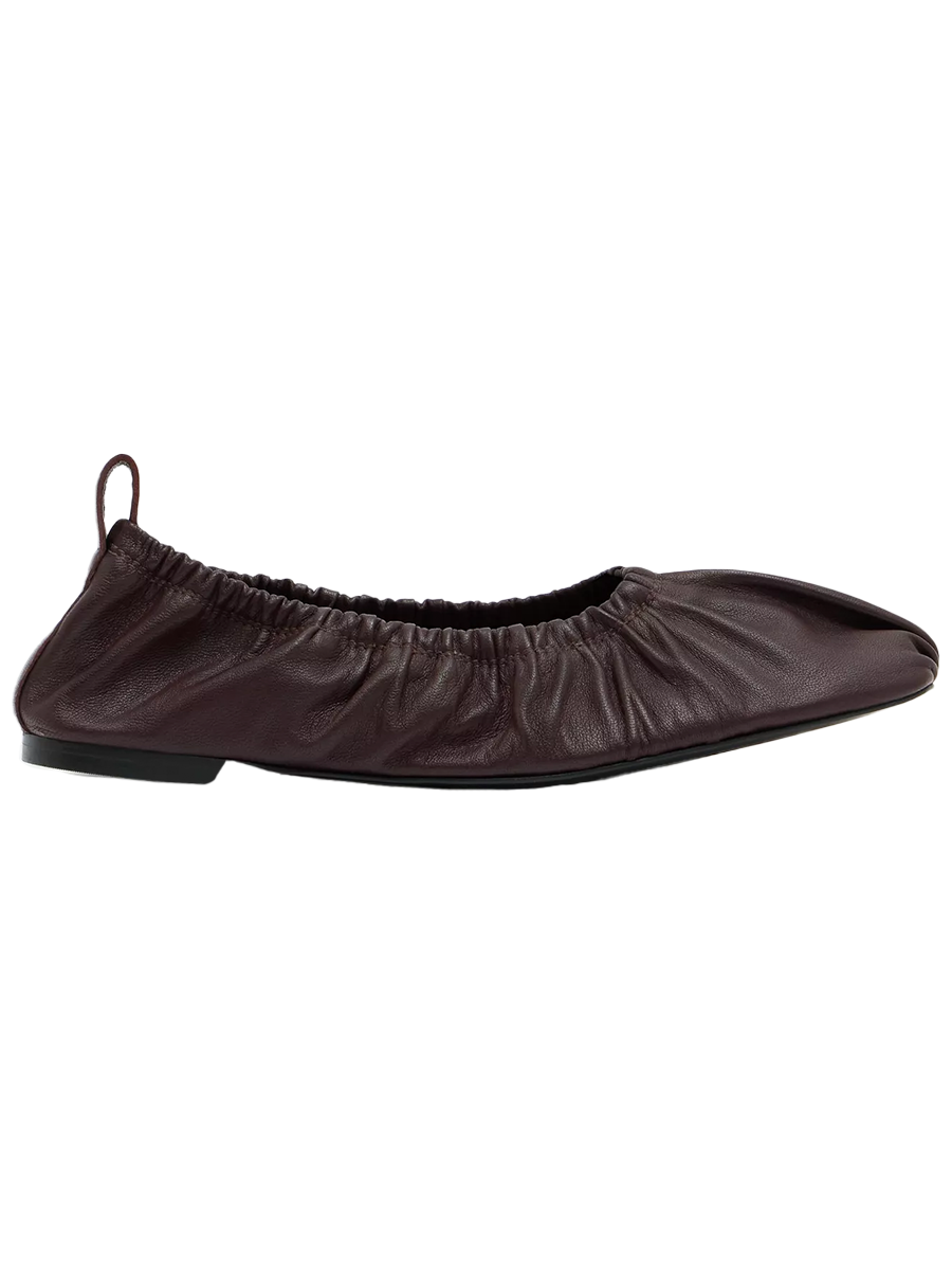 Leather Ruched Ballerinas