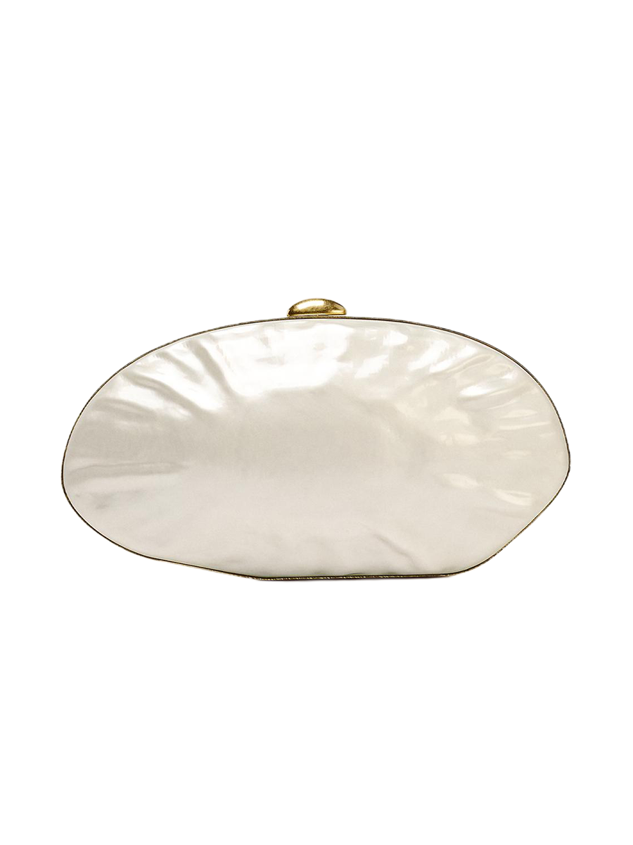 Pearl-Effect Clutch Bag