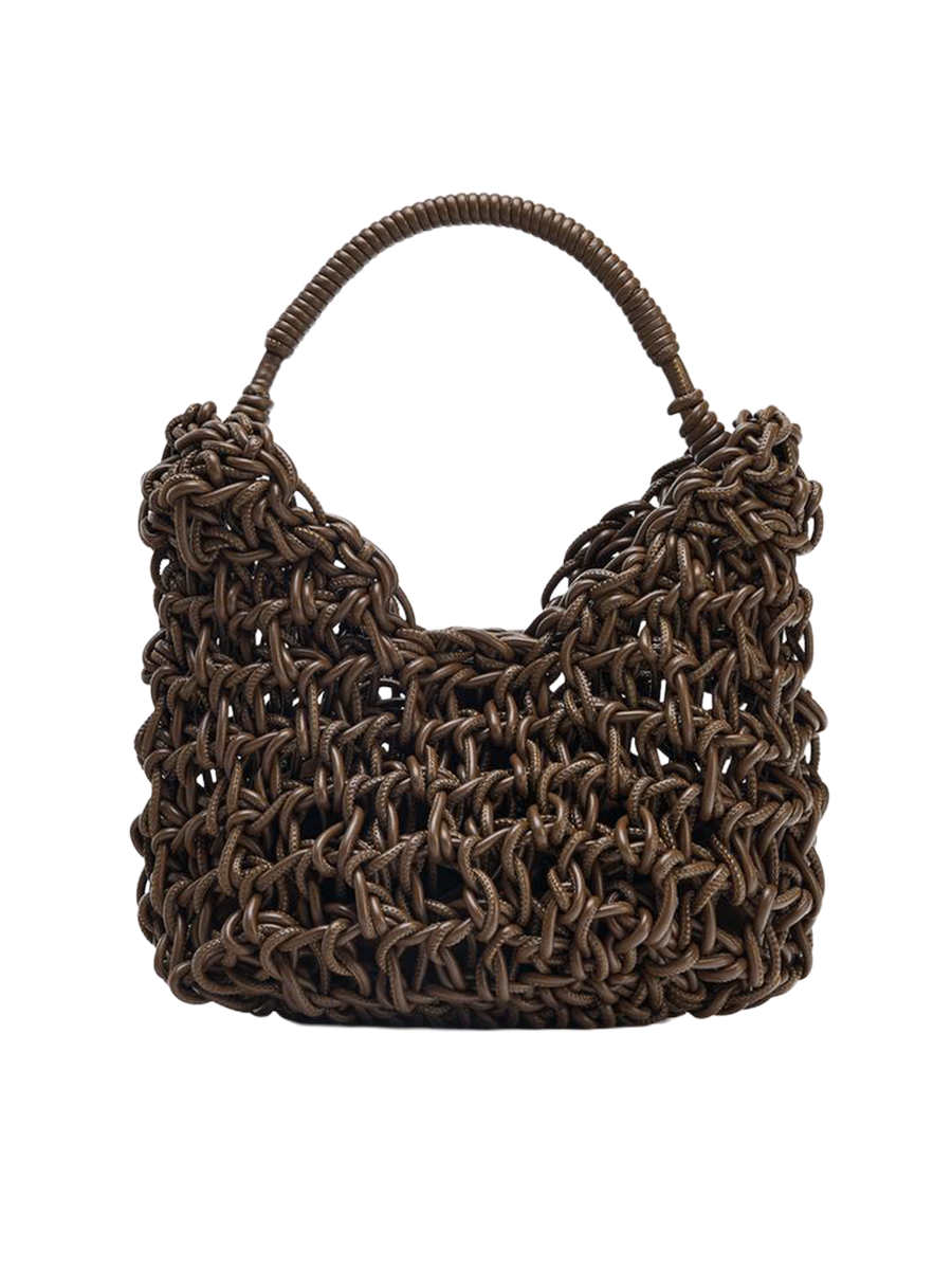 Topstitched Braided Handbag