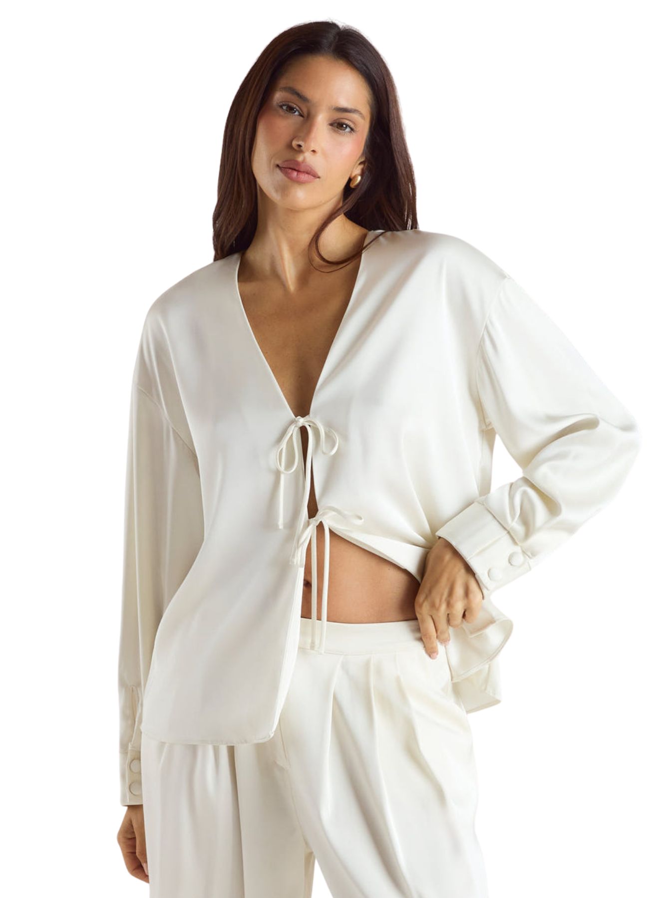 Mimi Satin Tie Shirt