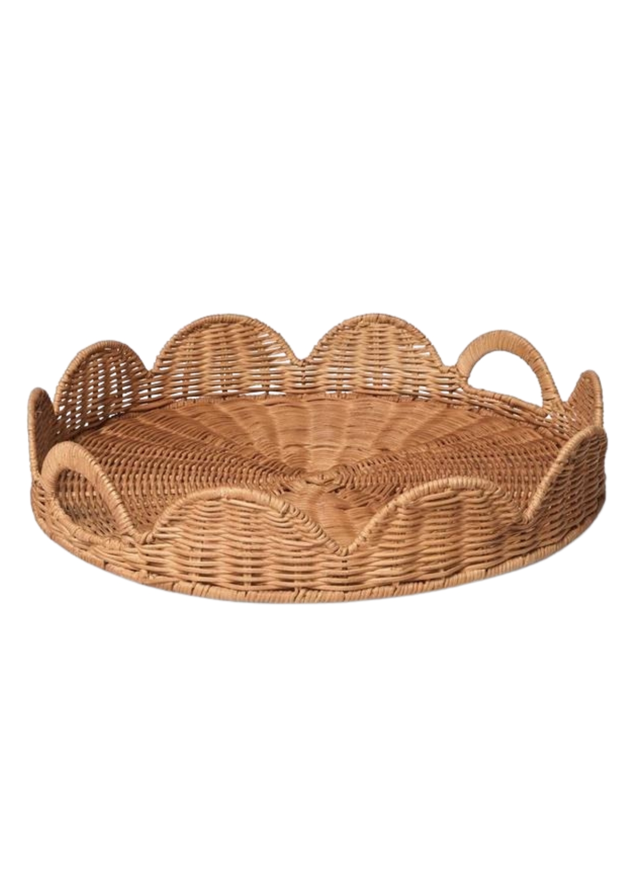 Scalloped Rattan Tray