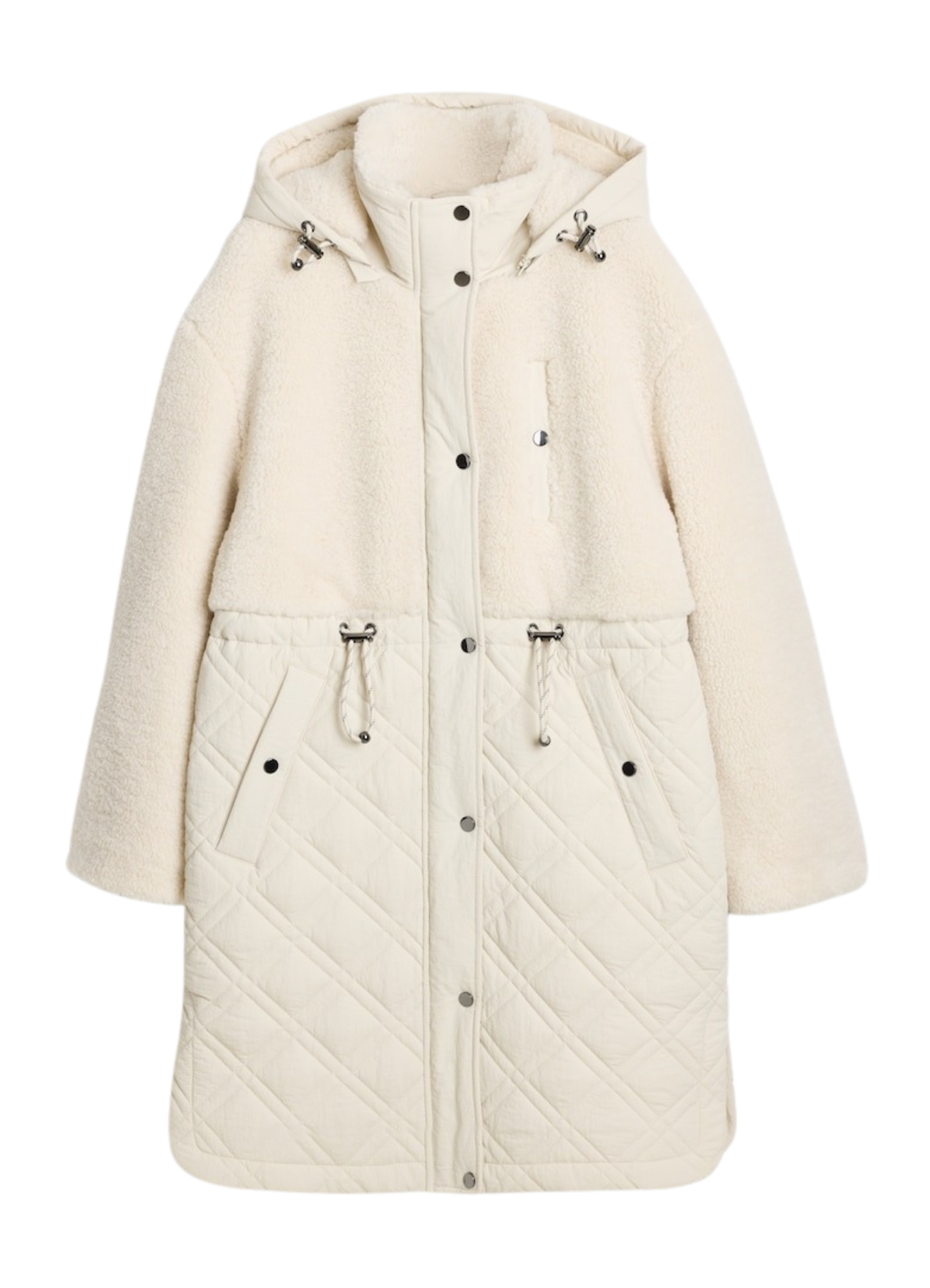 Quilted Borg Longline Coat