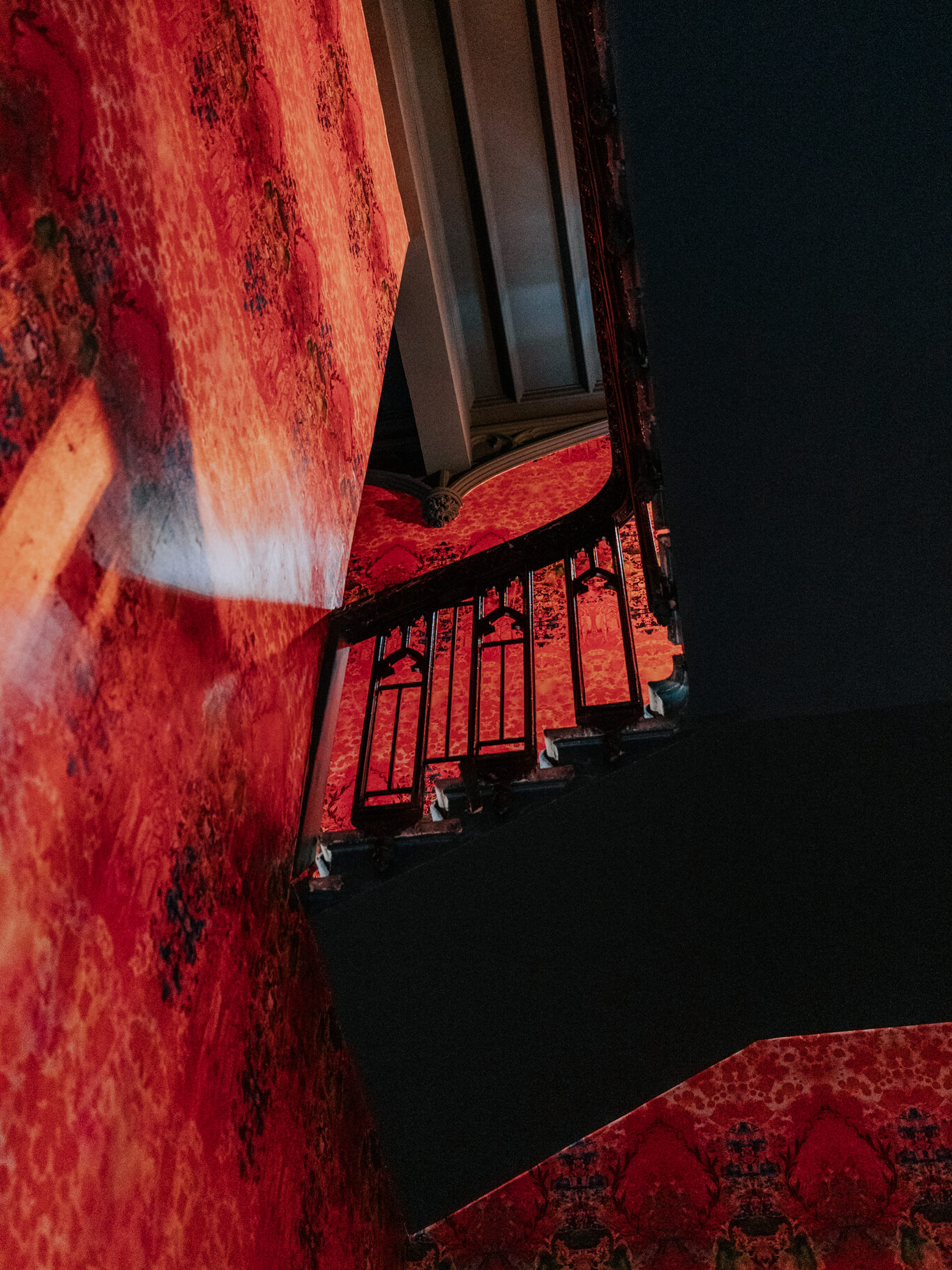 the red staircase at Mar Hall hotel 