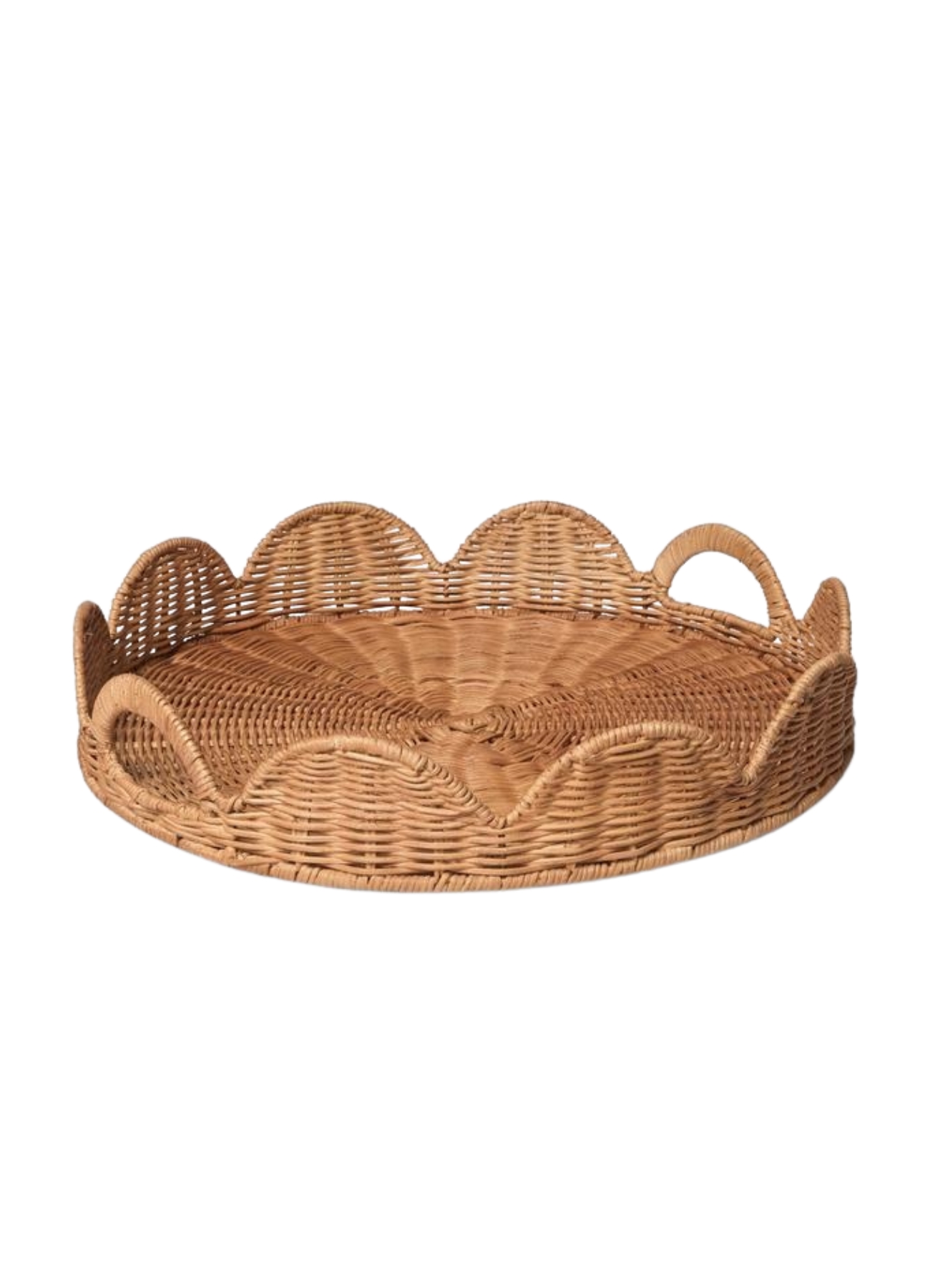 Scalloped Rattan Tray