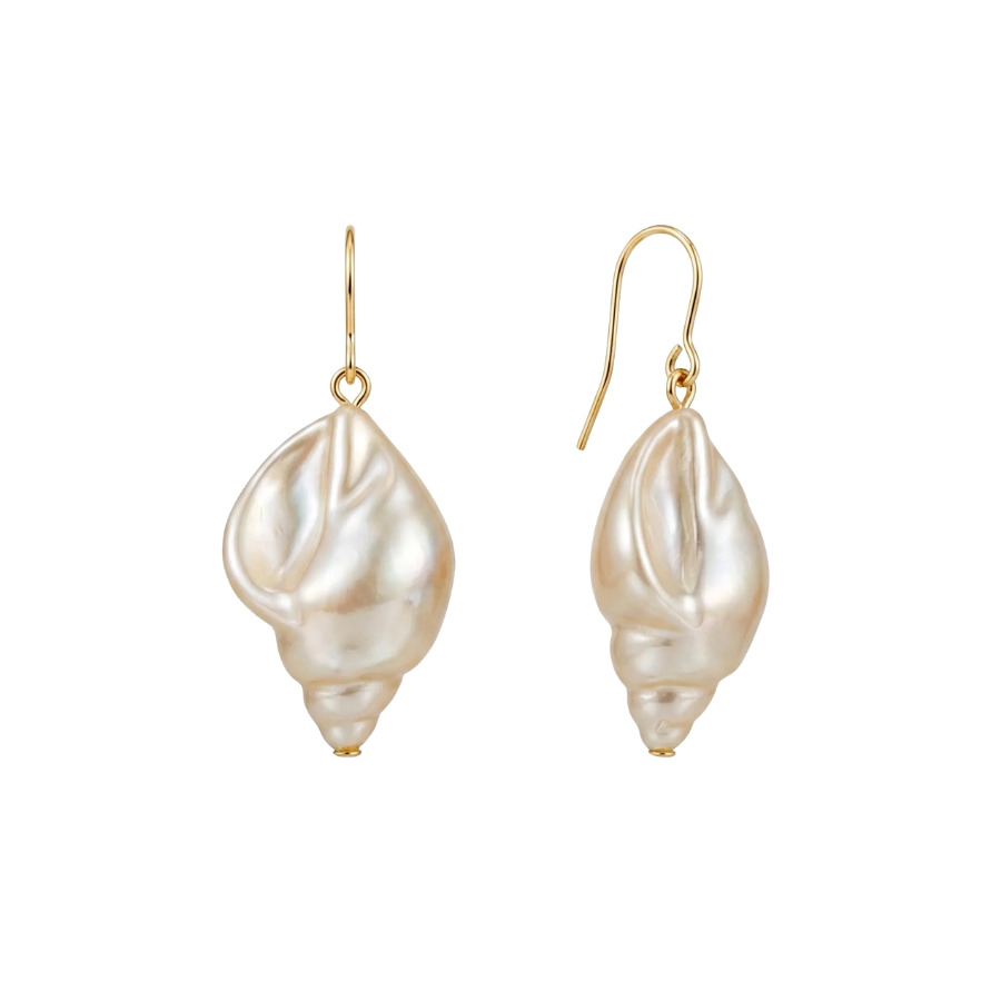 Gold Shell Drop Earrings