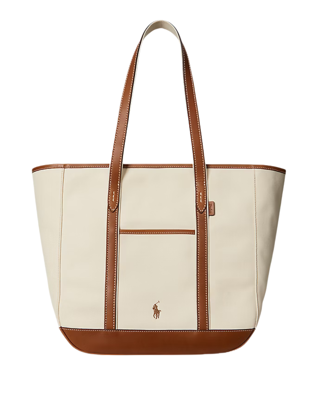 Leather-Trim Canvas Medium Shopper Tote