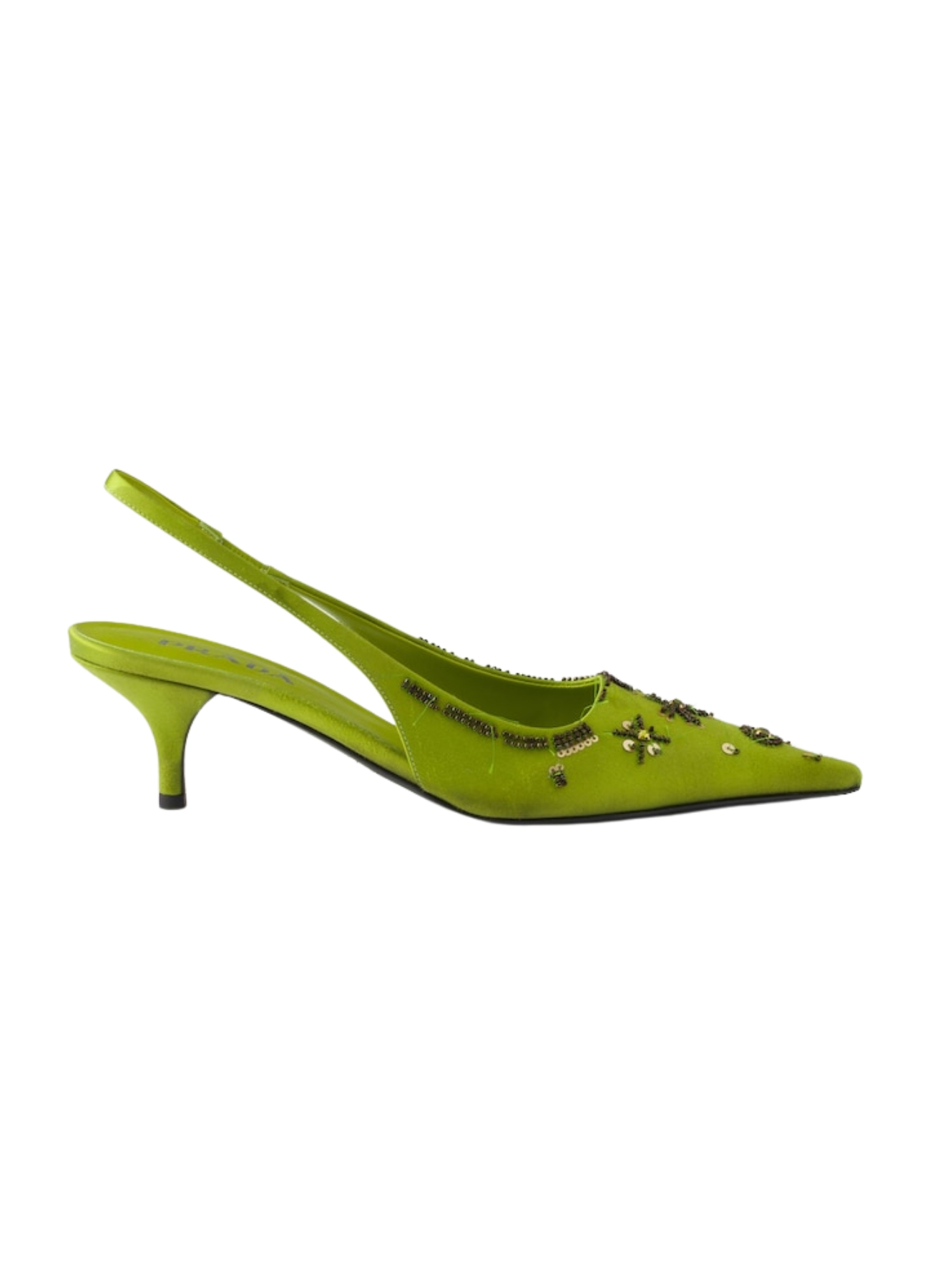 Embroidered Satin Slingbacks