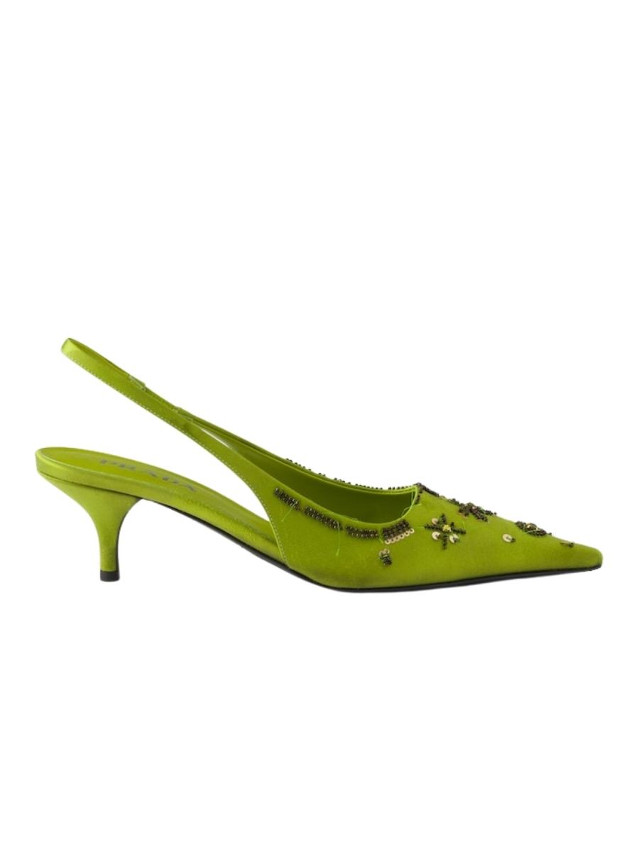 Embroidered Slingback Heel