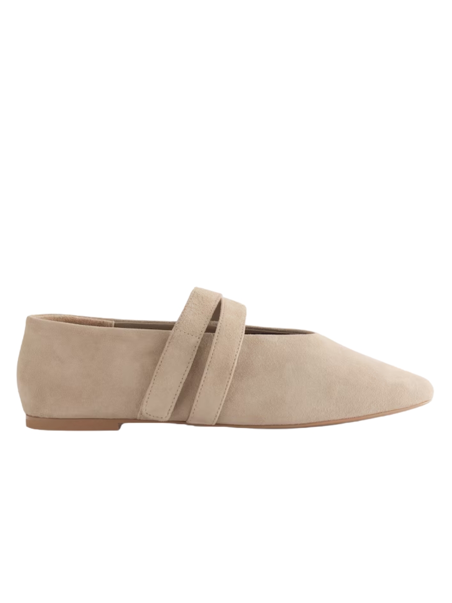 Cross-Strap Suede Flats