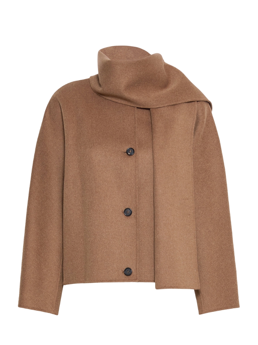 Camel Scarf Neck Jacket