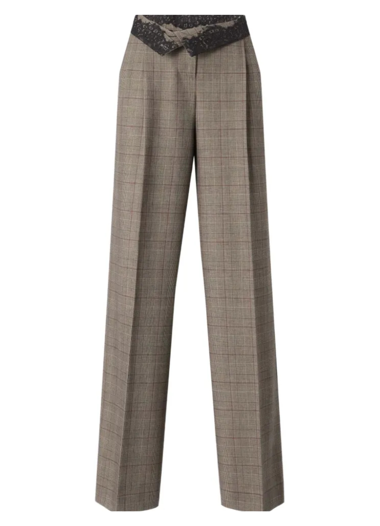 Wide-Leg Check Trousers